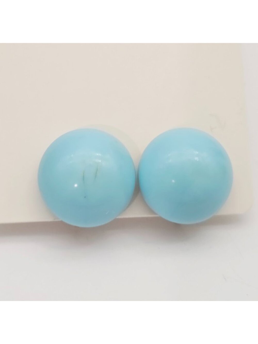 Blue Clip-On Earrings Round Dome Gold Tone Back Vintage
